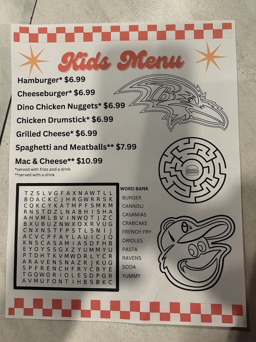 Casa Mia's White Marsh Menu 1