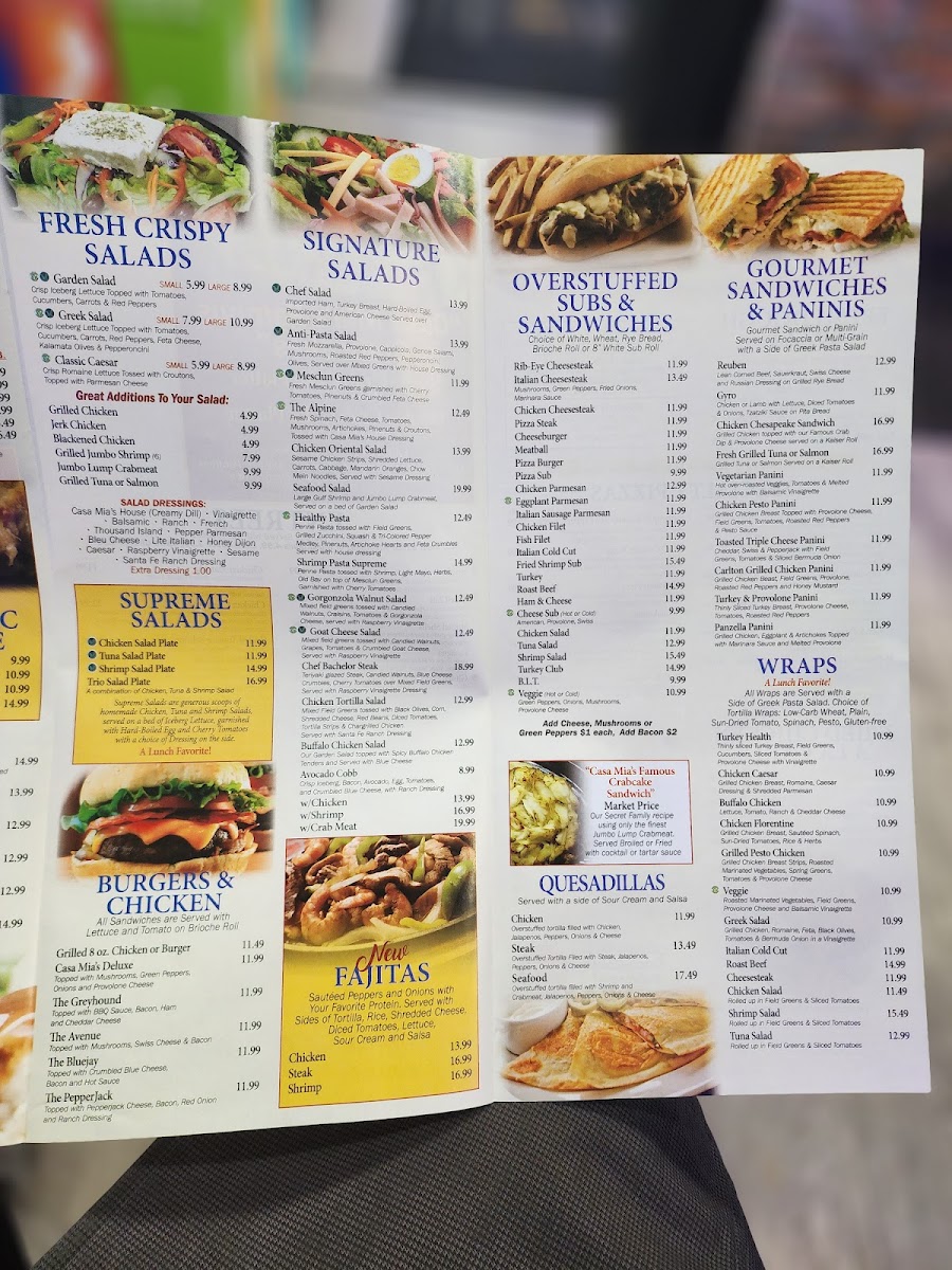 Casa Mia's White Marsh Menu 2