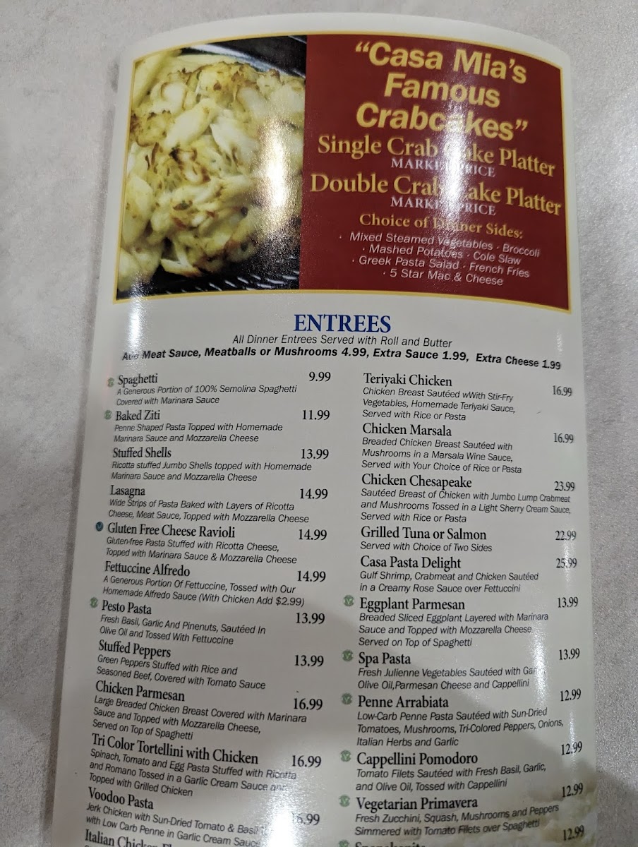 Casa Mia's White Marsh Menu 7