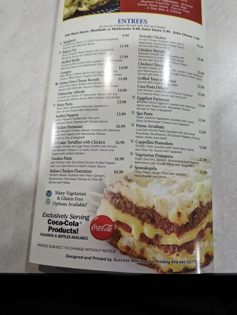 Casa Mia's White Marsh Menu 9