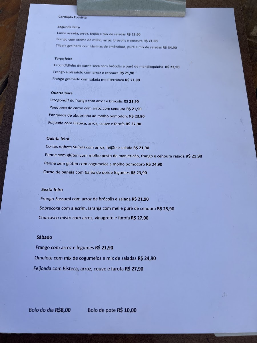 Ecovitta Restaurante Saudavel Menu 1