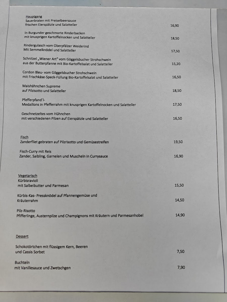 Restaurant Franziskus Menu 2