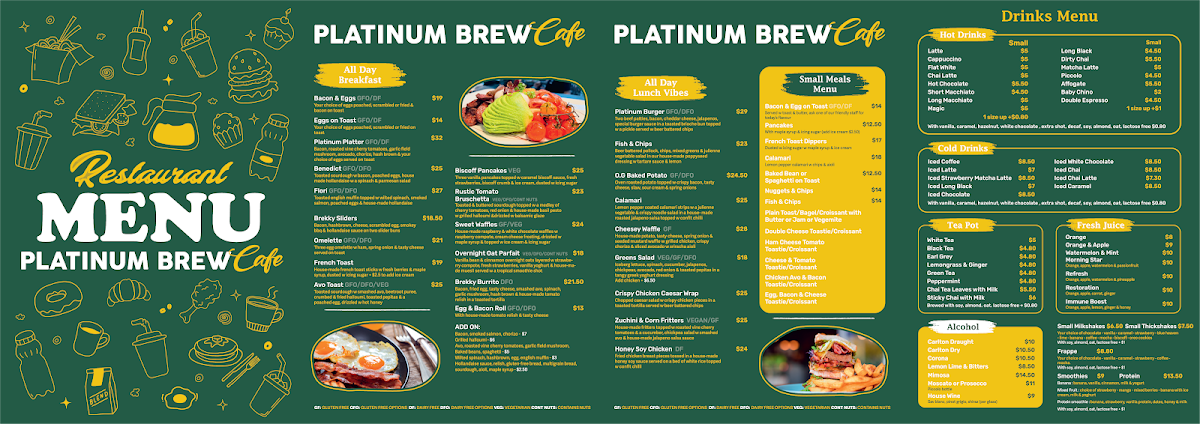 Platinum Brew Cafe Menu 1