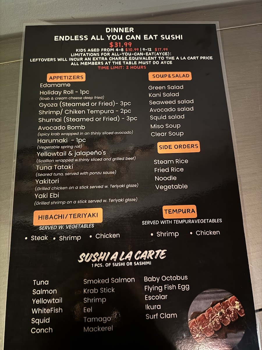 BlueFin Sushi Menu 1