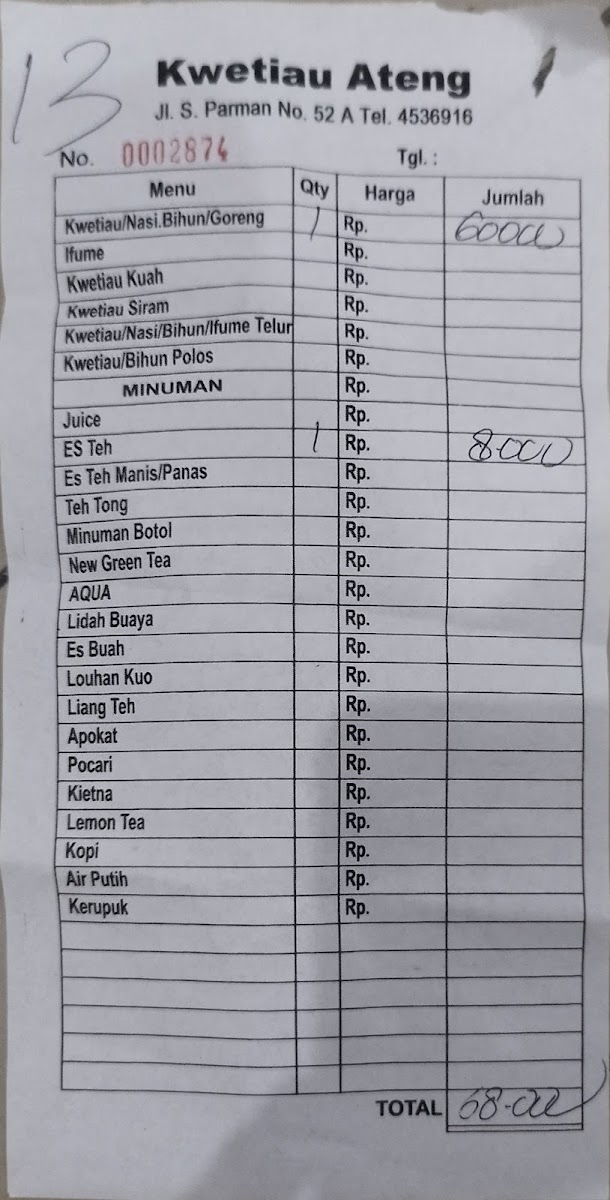 Kwetiau Ateng Menu 4