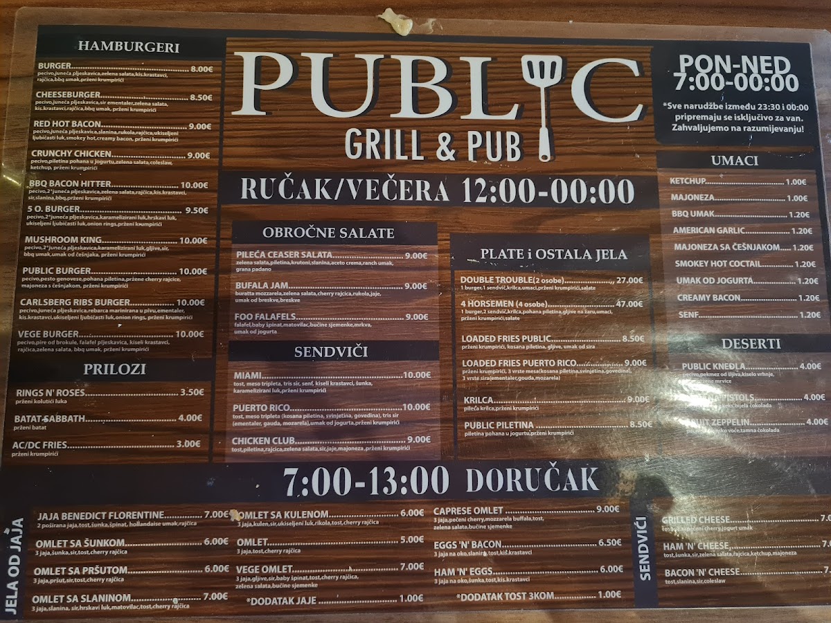 Public grill & pub Menu 3