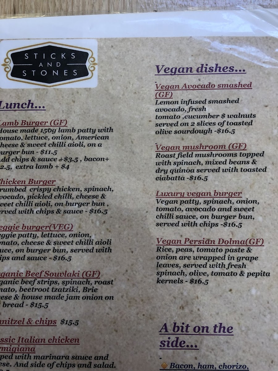 Sticks and Stones Cafe Torquay Menu 8