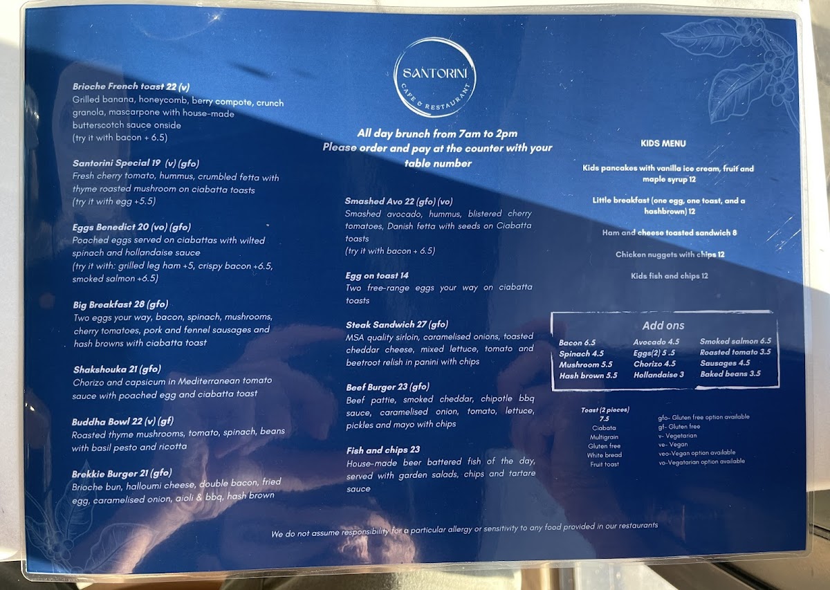 Santorini Cafe and Restaurant Menu 6