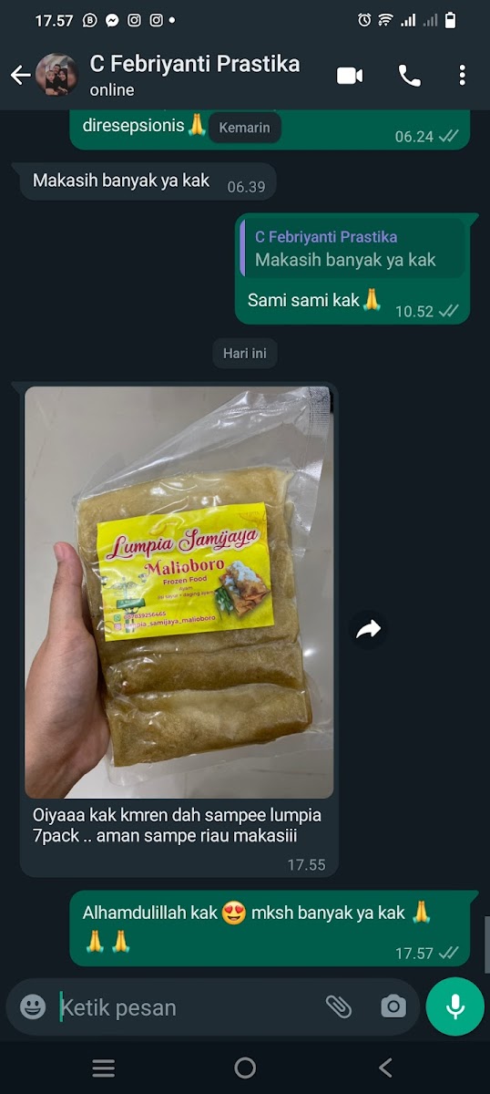 Rumah produksi lumpia samijaya frozen Menu 1