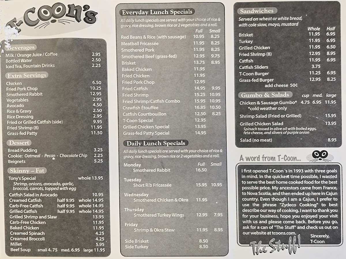 T-Coon's Restaurant Menu 2