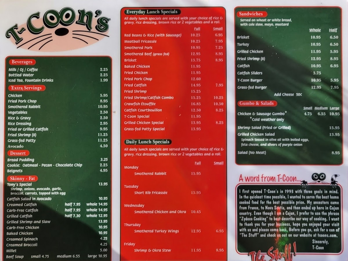 T-Coon's Restaurant Menu 3
