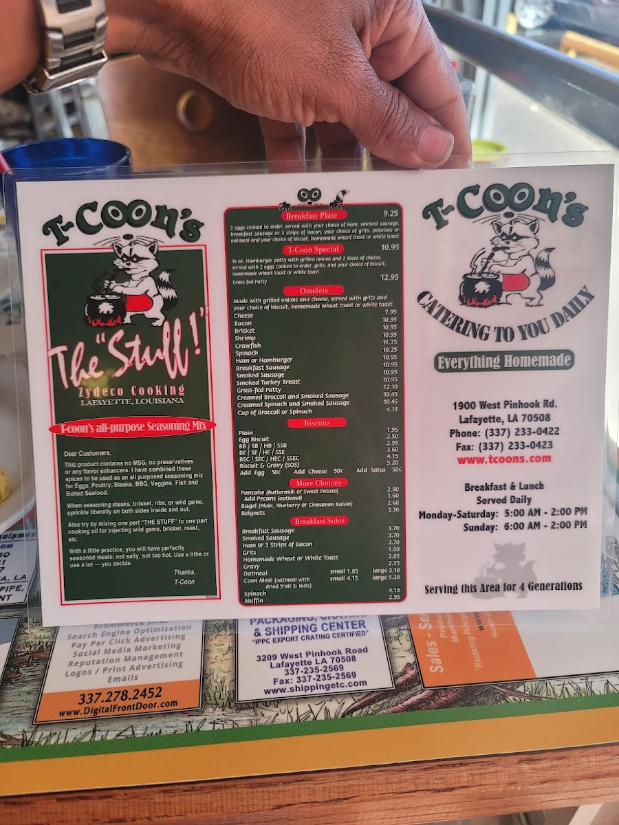 T-Coon's Restaurant Menu 9