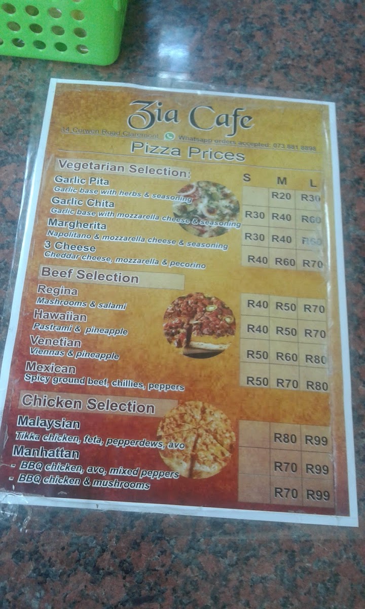 Zia Café Menu 2
