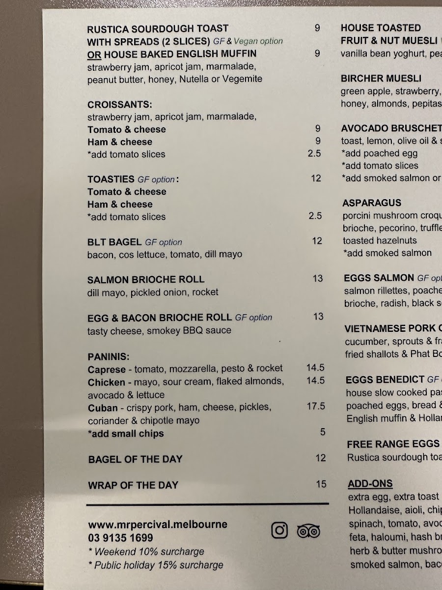 Mr.Percival Cafe & Restaurant Menu 2