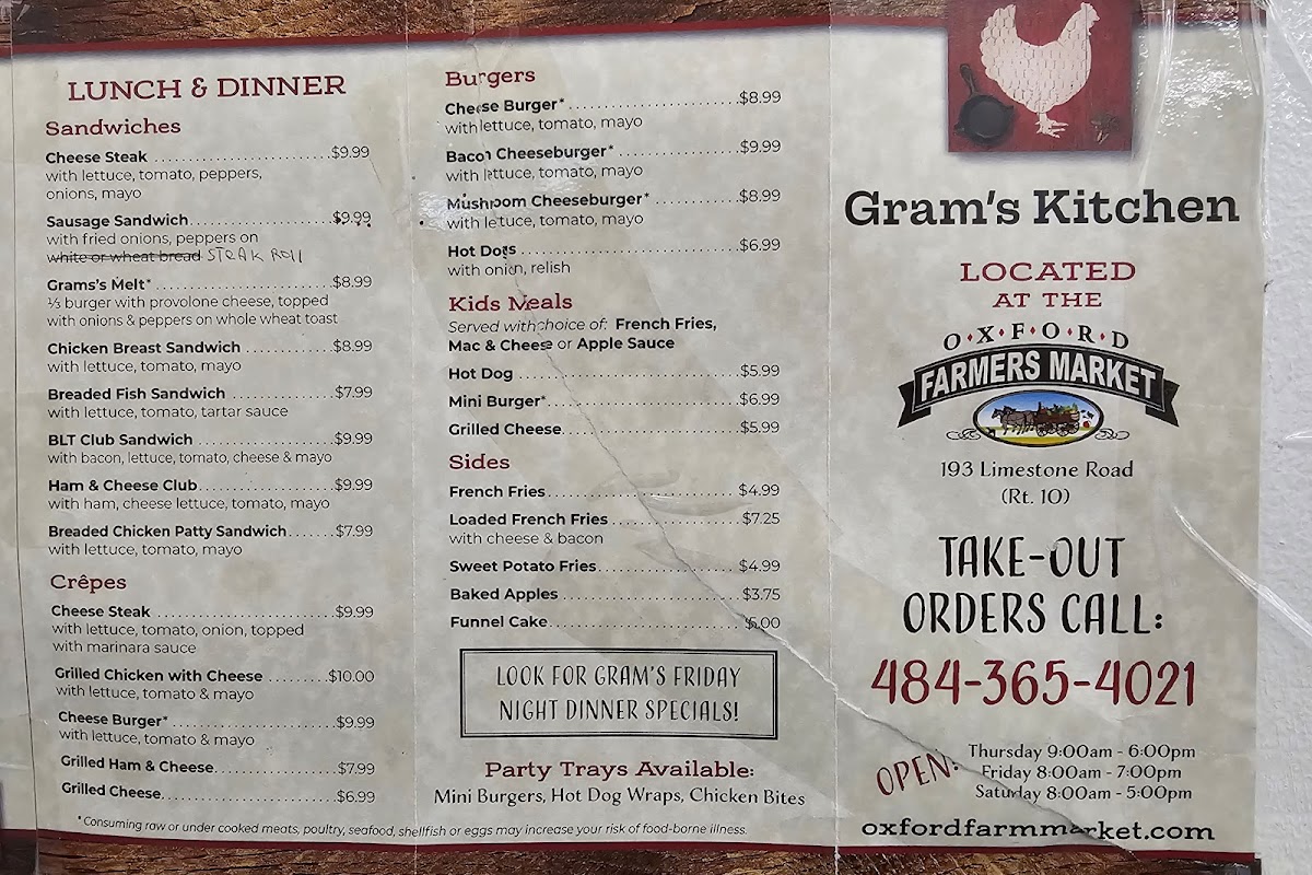 Gram's Kitchen Menu 1