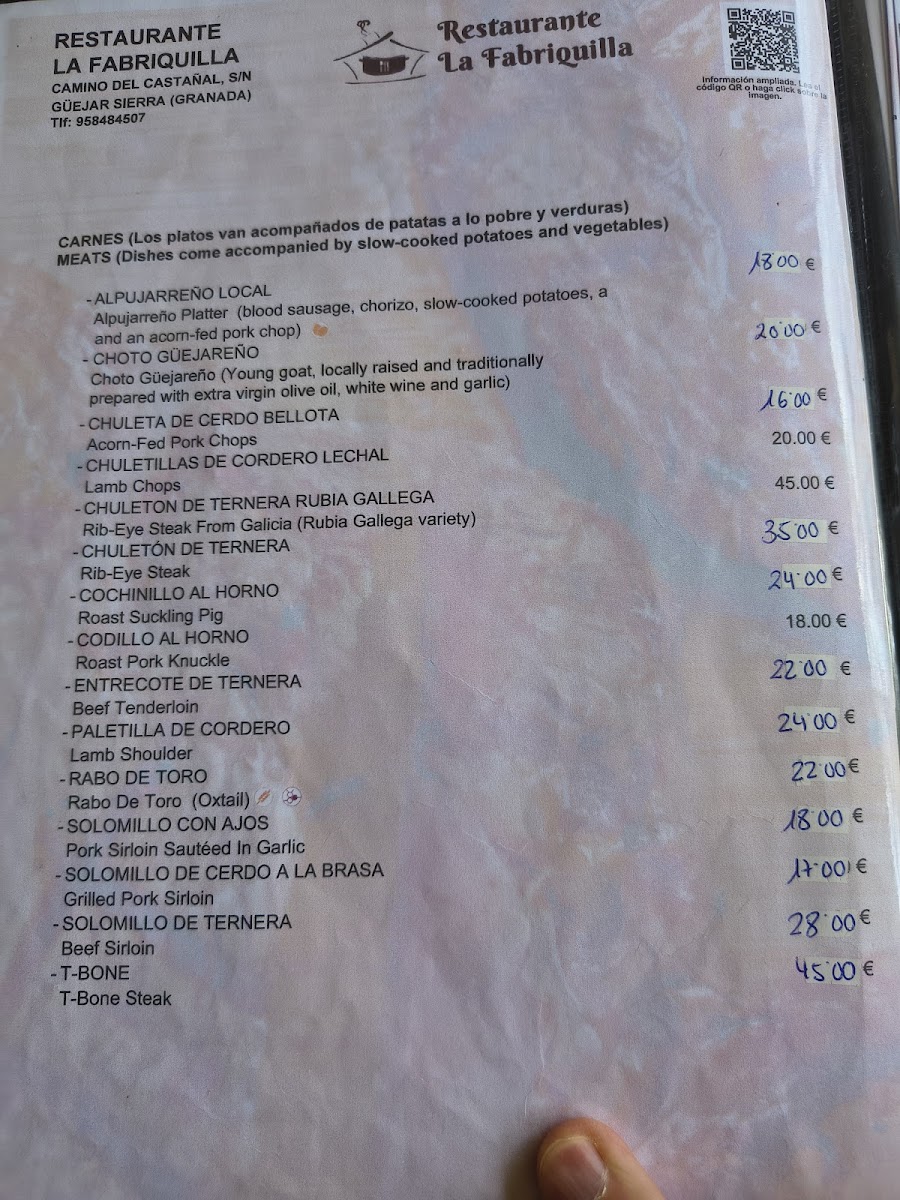 La Fabriquilla Menu 2