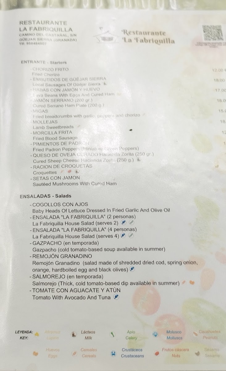 La Fabriquilla Menu 4
