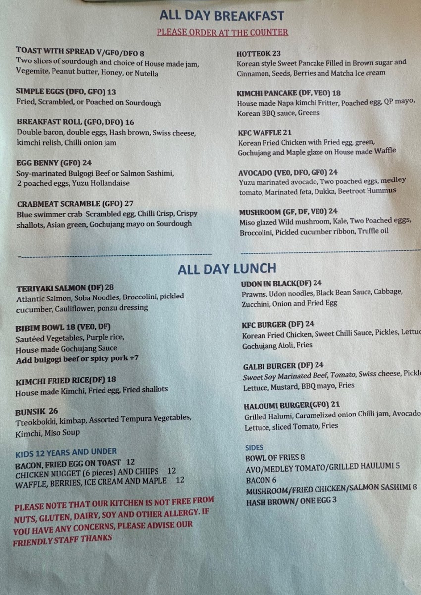 Zero Complex Braddon Menu 7