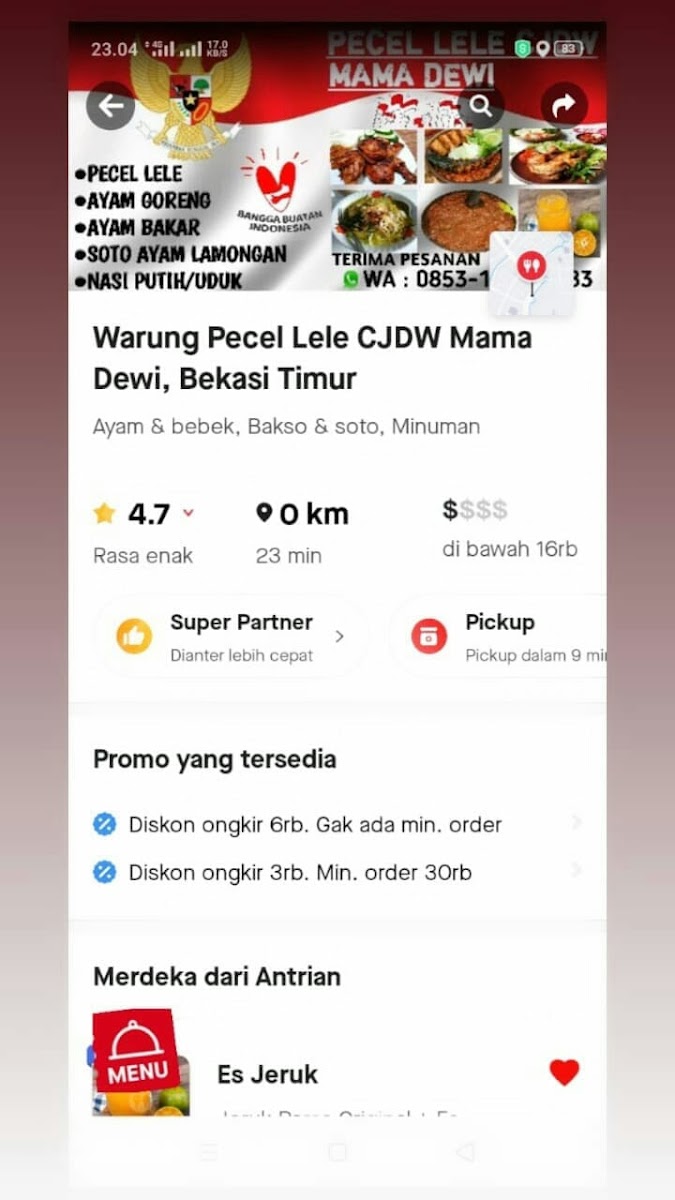 Warung Pecel Lele CJDW Menu 2