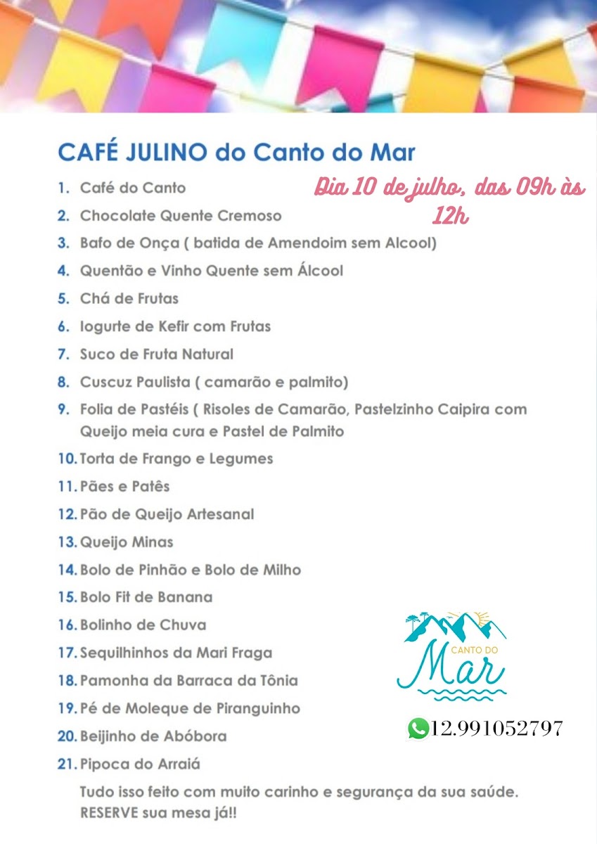 Canto do Mar Café e Restaurante Menu 3