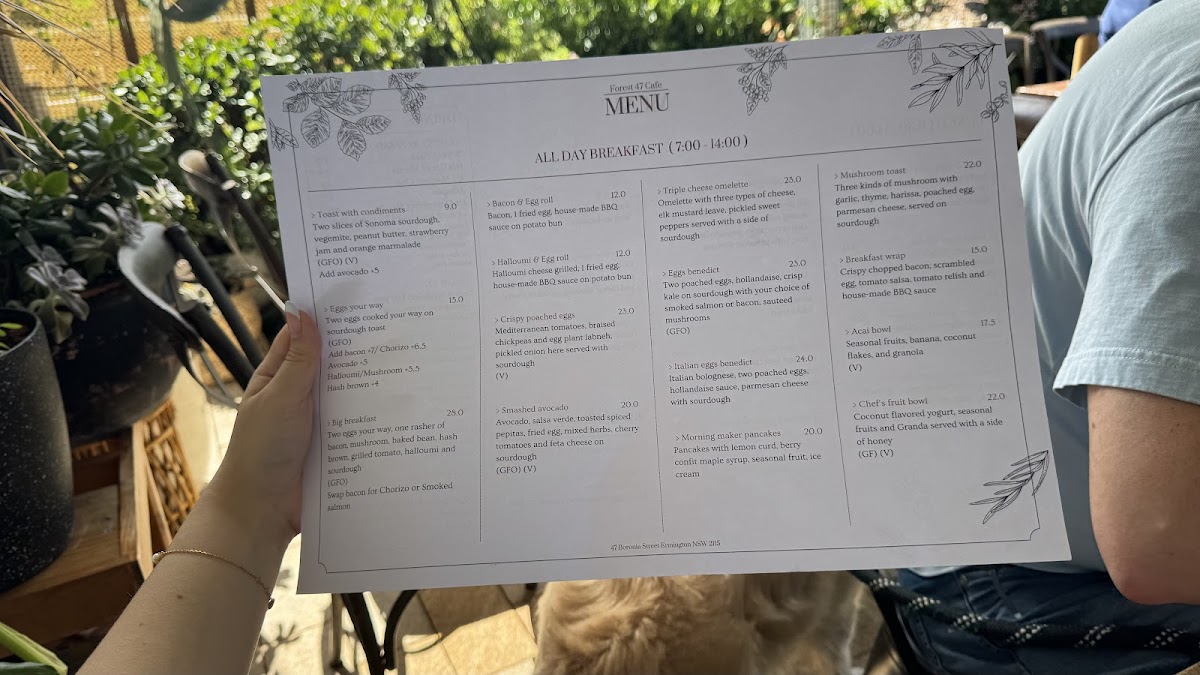 Blue Garden Cafe Ermington Menu 1