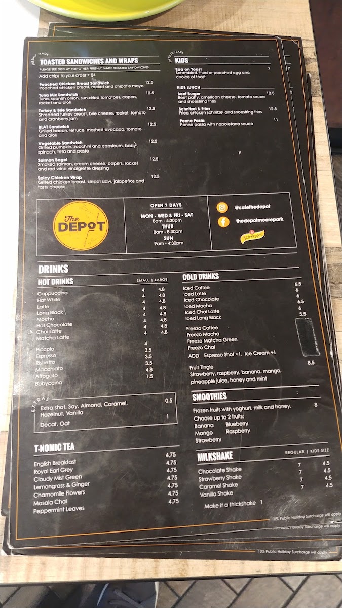The Depot Menu 1