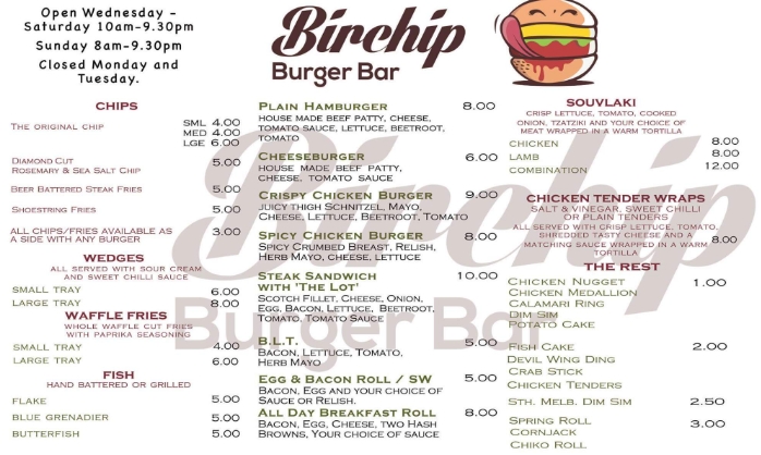 Birchip Cafe Menu 2