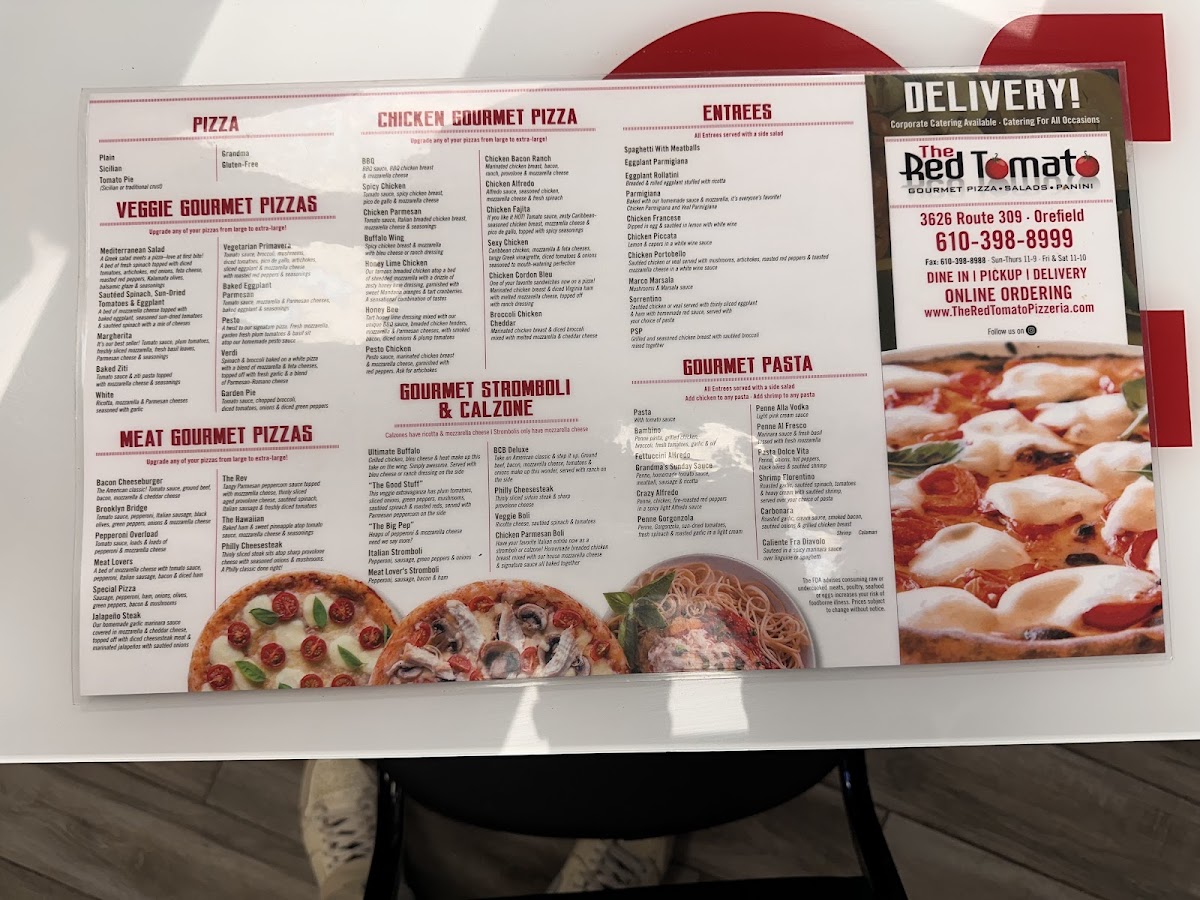 The Red Tomato Pizzeria Menu 1