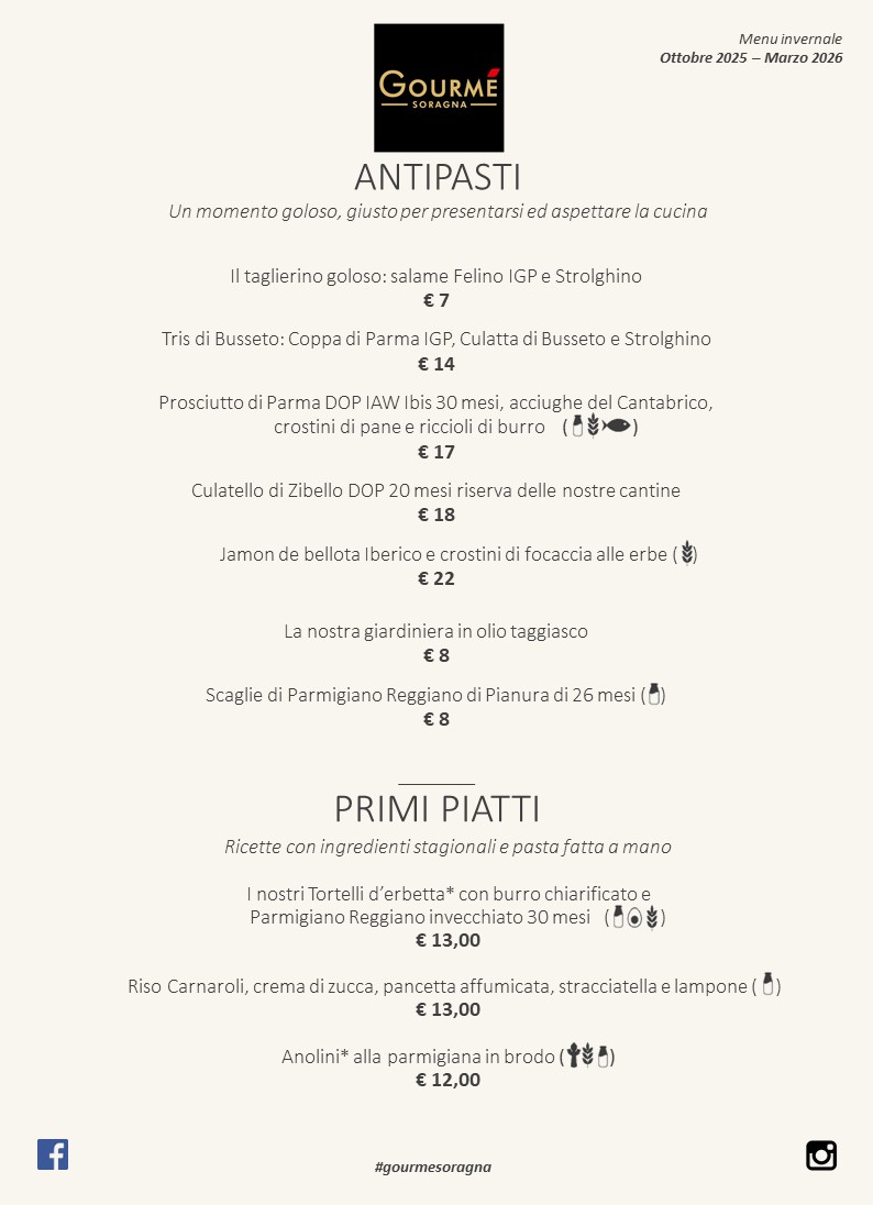 Gourmé Soragna Menu 1