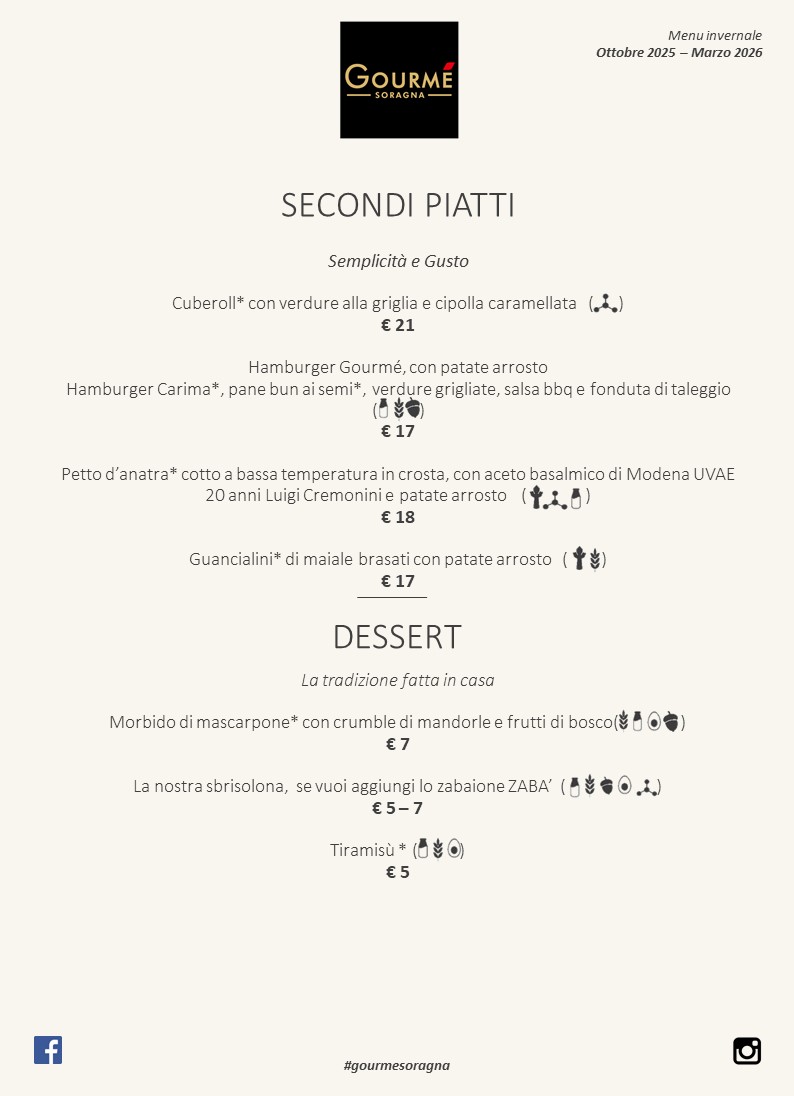 Gourmé Soragna Menu 2