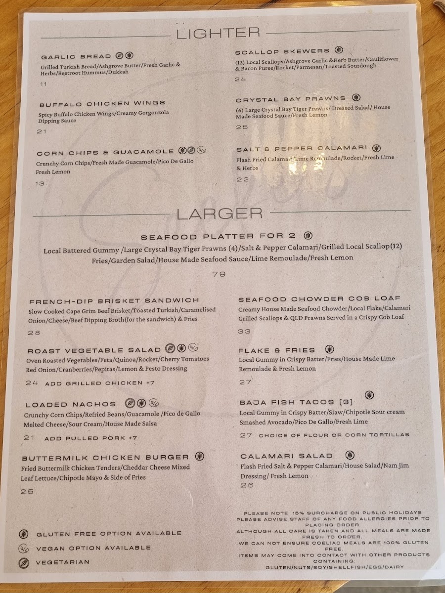 Seekers Bar & Cafe Boat Harbour Beach Menu 6