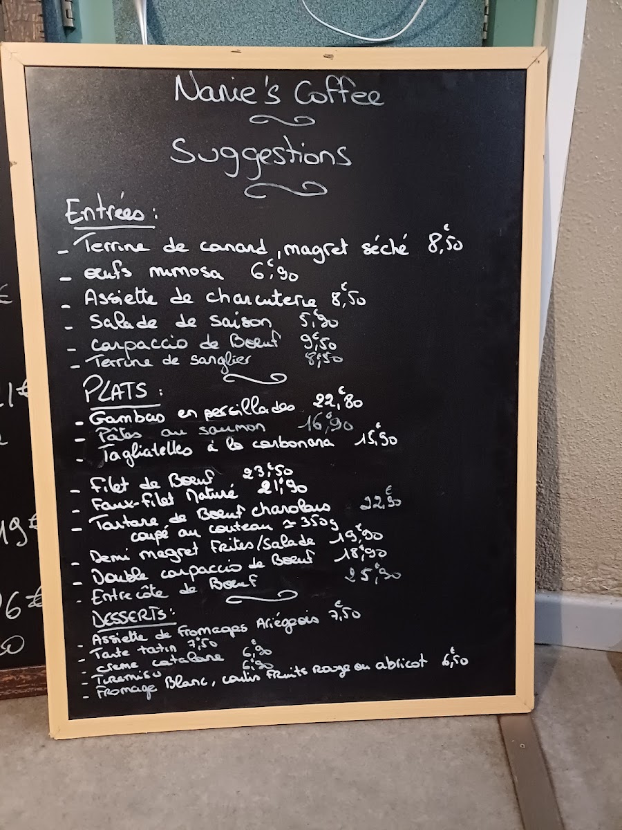 Nanie's coffee Menu 1