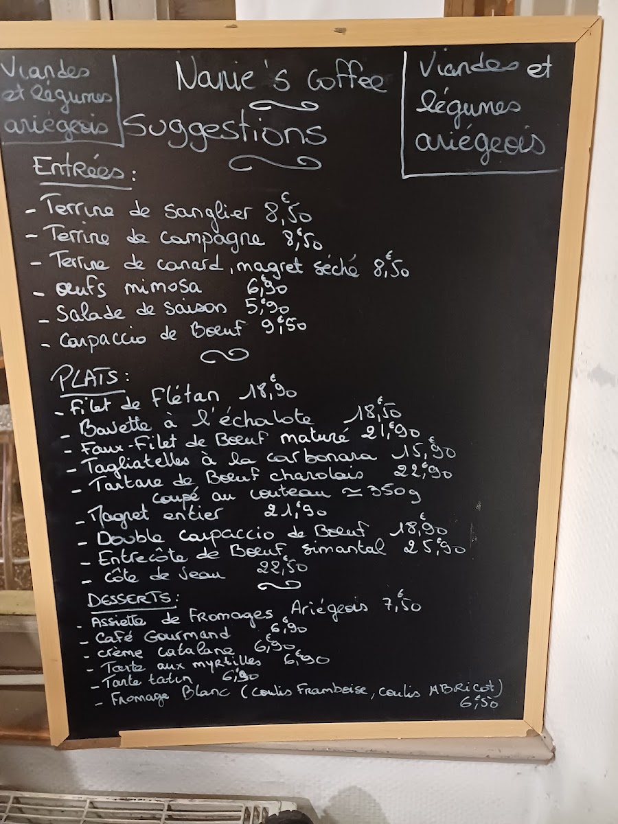 Nanie's coffee Menu 2