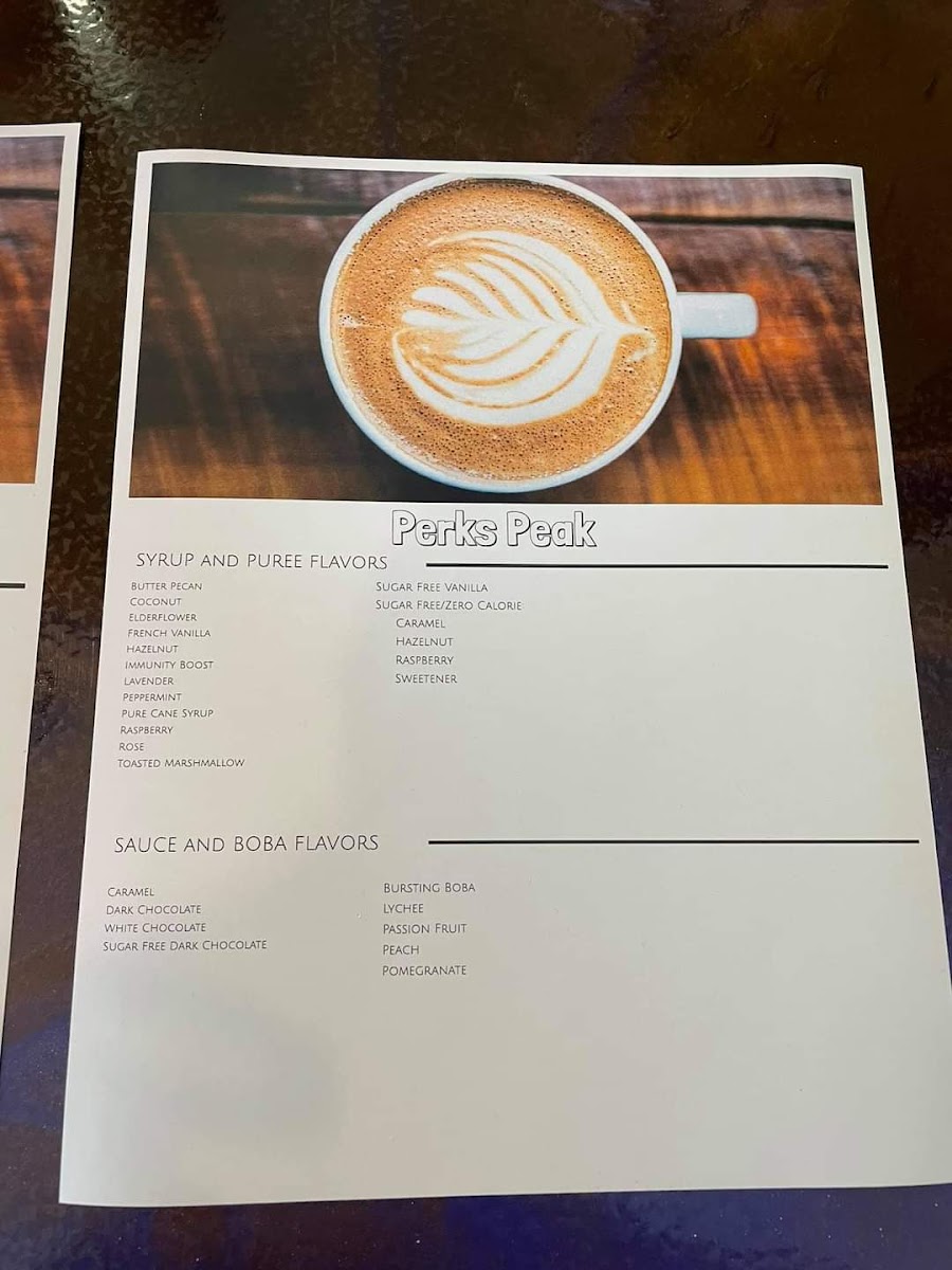 Perks Peak Menu 2
