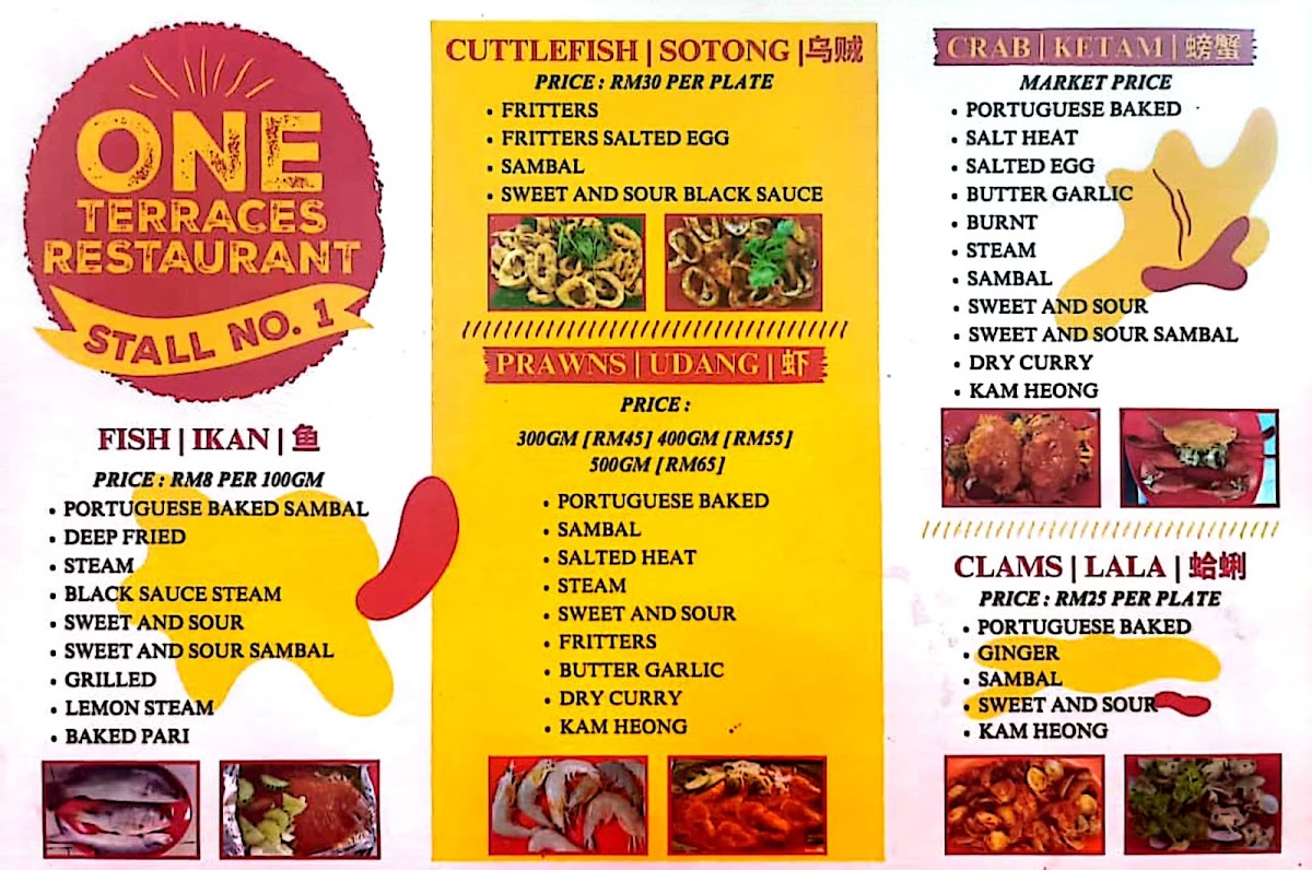 One Terraces Restaurant Menu 2