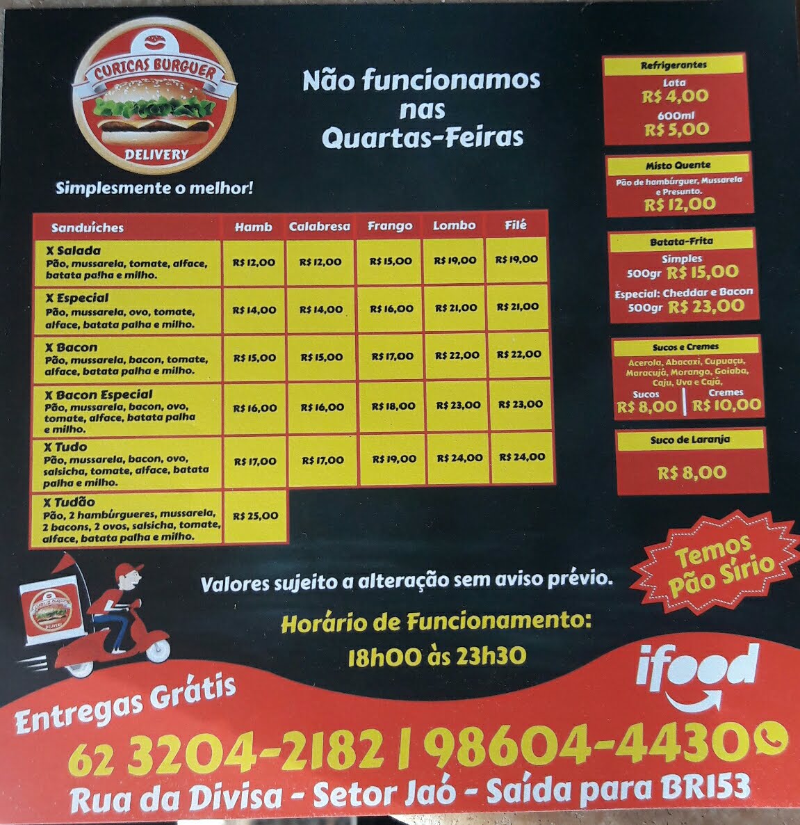 Curicas Burguer setor jao Menu 4