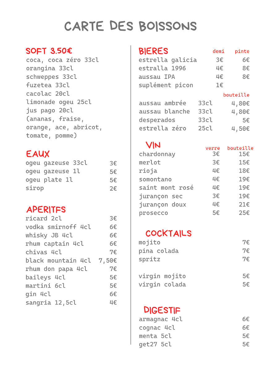 El Txoko Menu 1