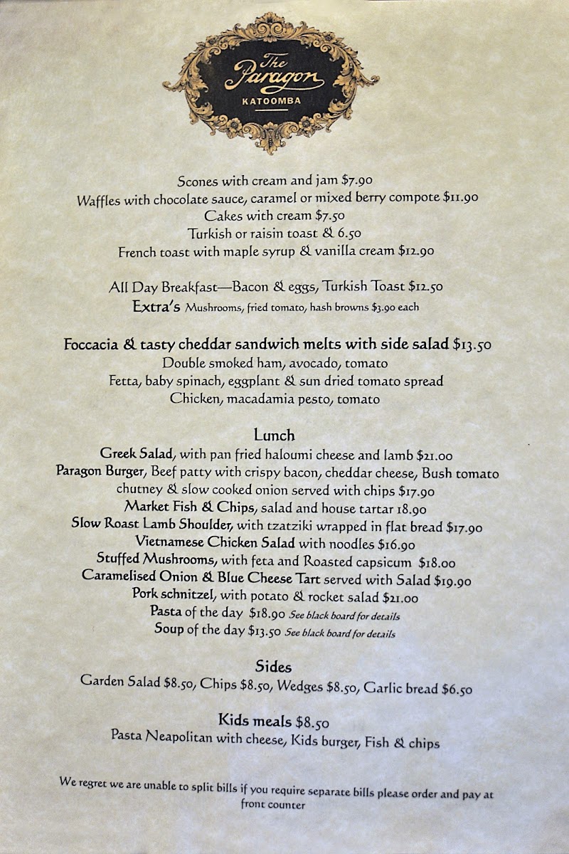 Paragon Menu 1