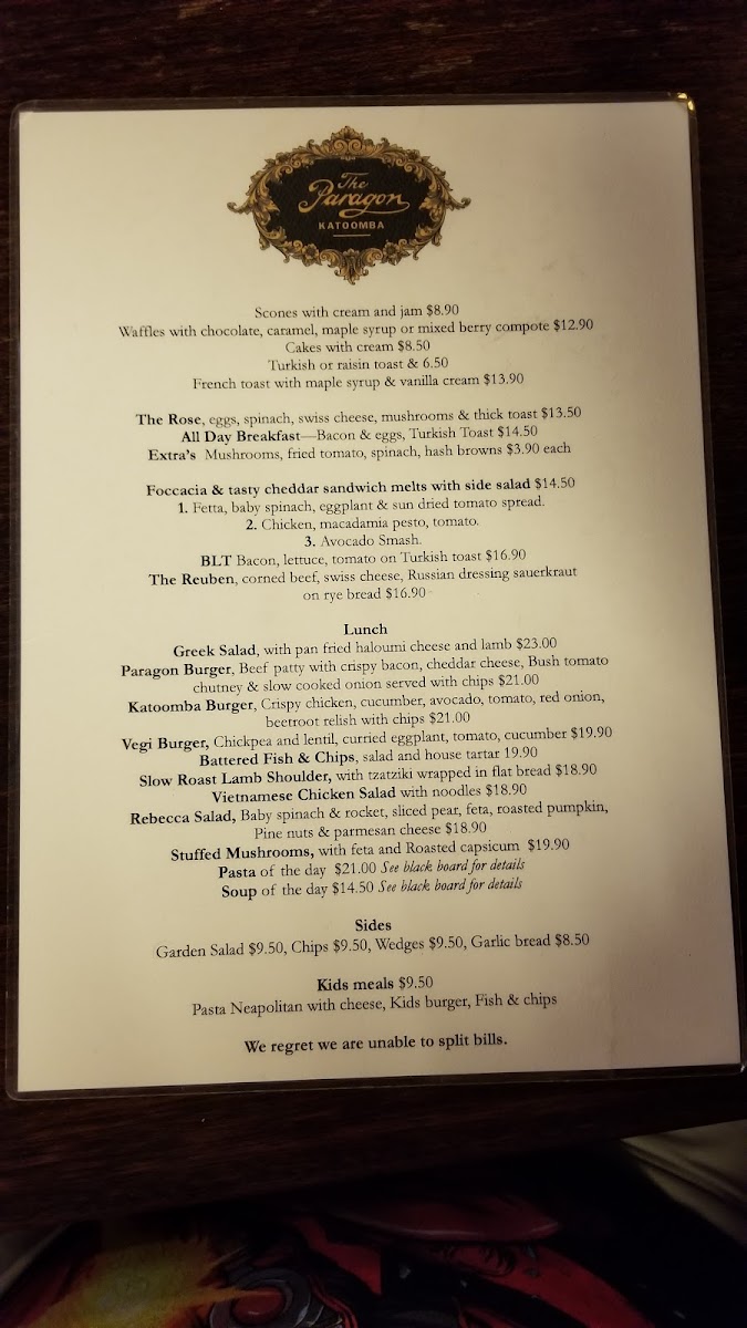 Paragon Menu 8