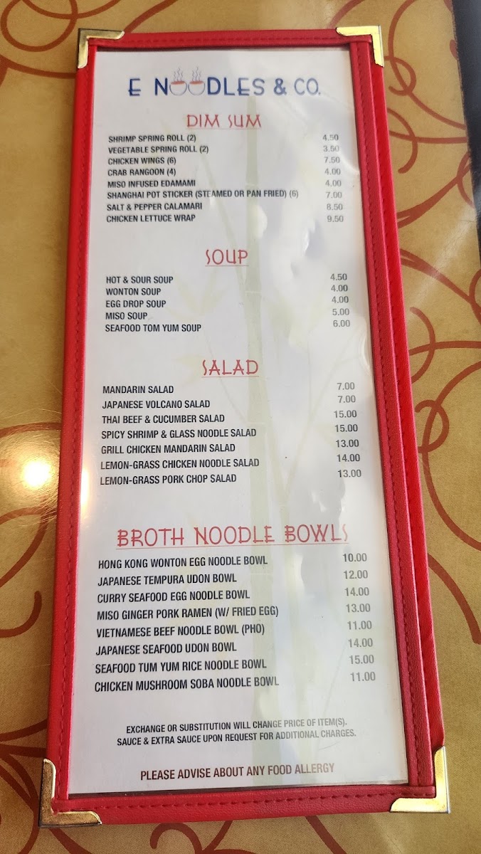 E Noodles Asian Bistro Menu 10