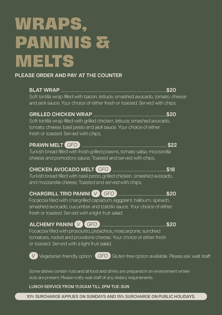 Alchemy cafe and Thai Restaurant Menu 1