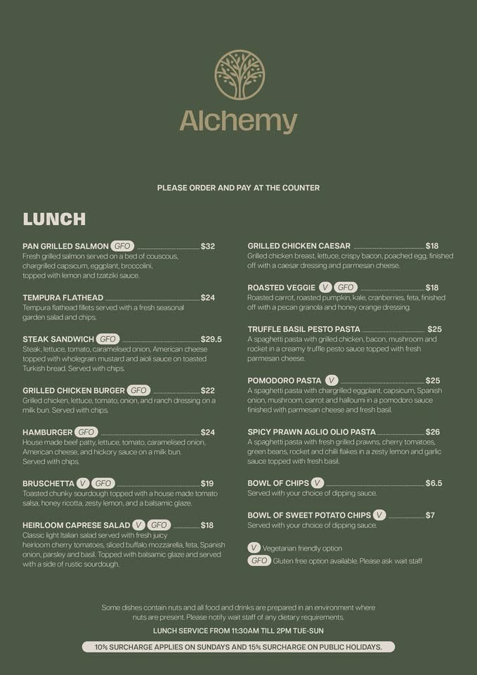 Alchemy cafe and Thai Restaurant Menu 4