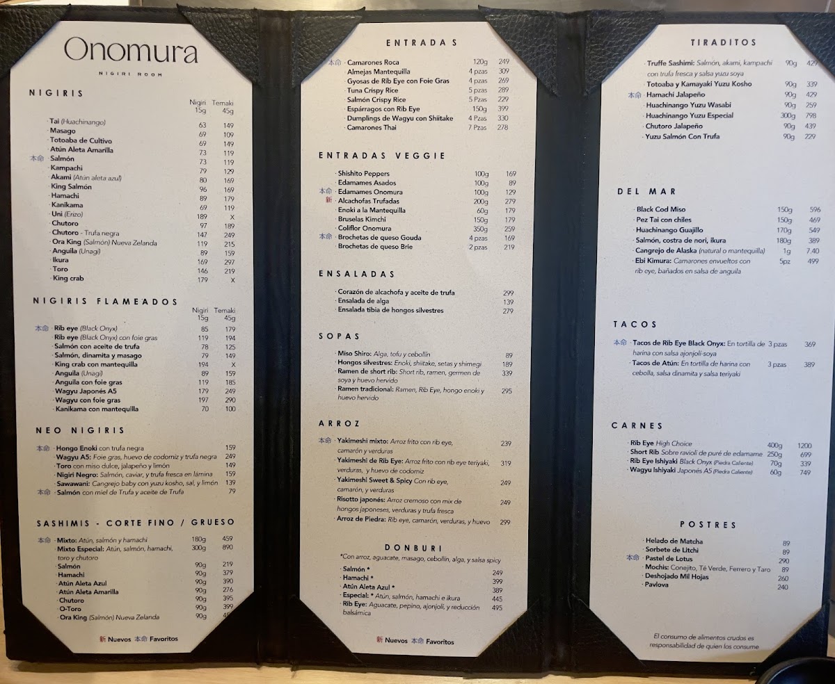 Onomura Prado Norte Menu 5