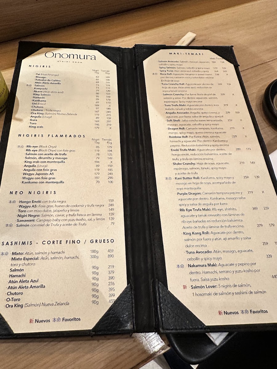 Onomura Prado Norte Menu 7