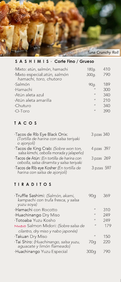 Onomura Prado Norte Menu 8