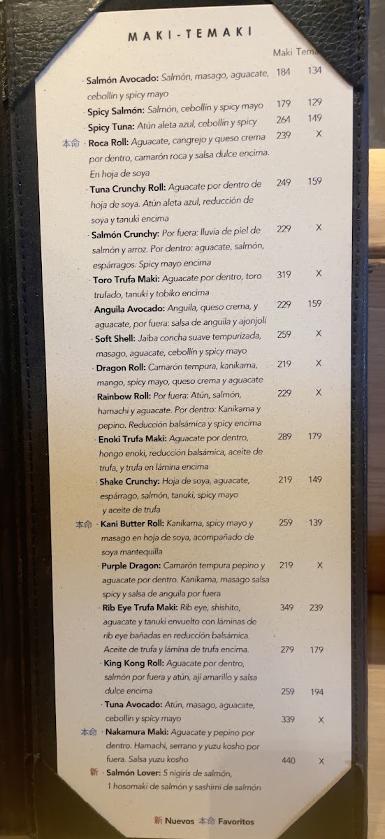 Onomura Prado Norte Menu 9