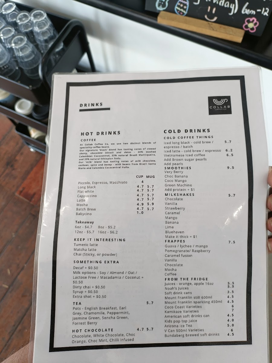 Collab Coffee Co Menu 2
