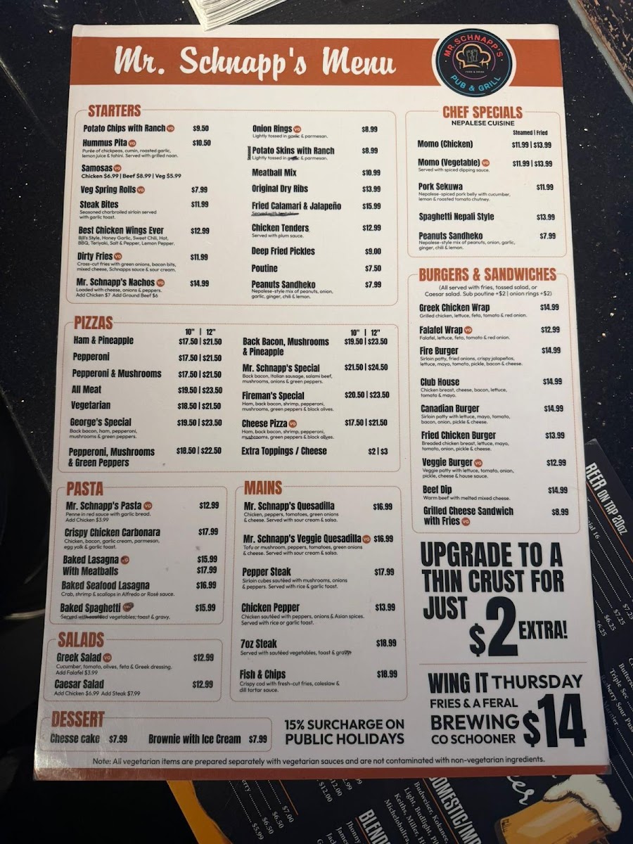 Mr. Schnapp’s Pub & Grill Menu 2