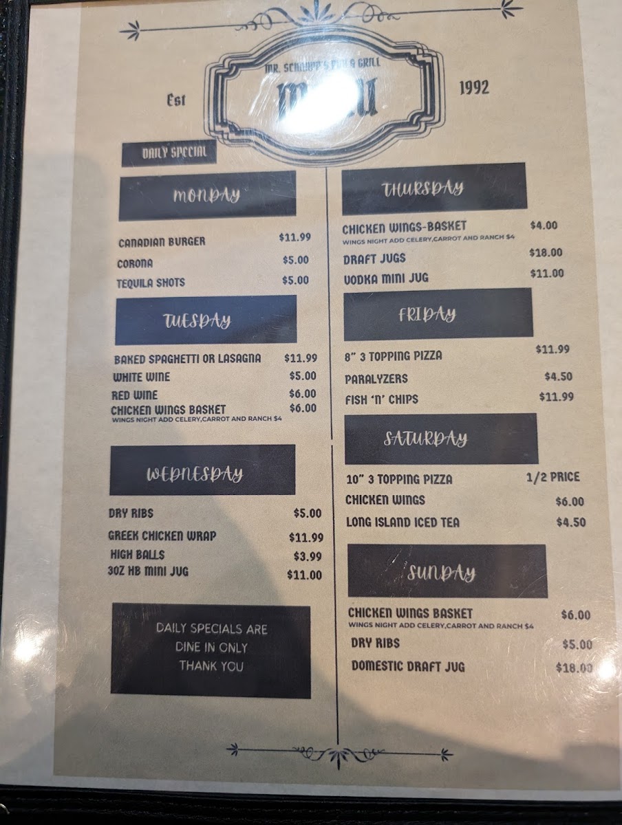Mr. Schnapp’s Pub & Grill Menu 8