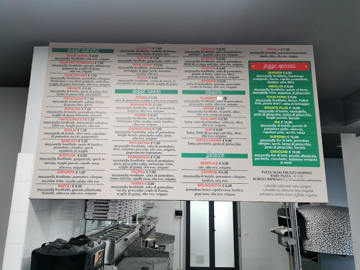 C'é pizza per te Menu 1